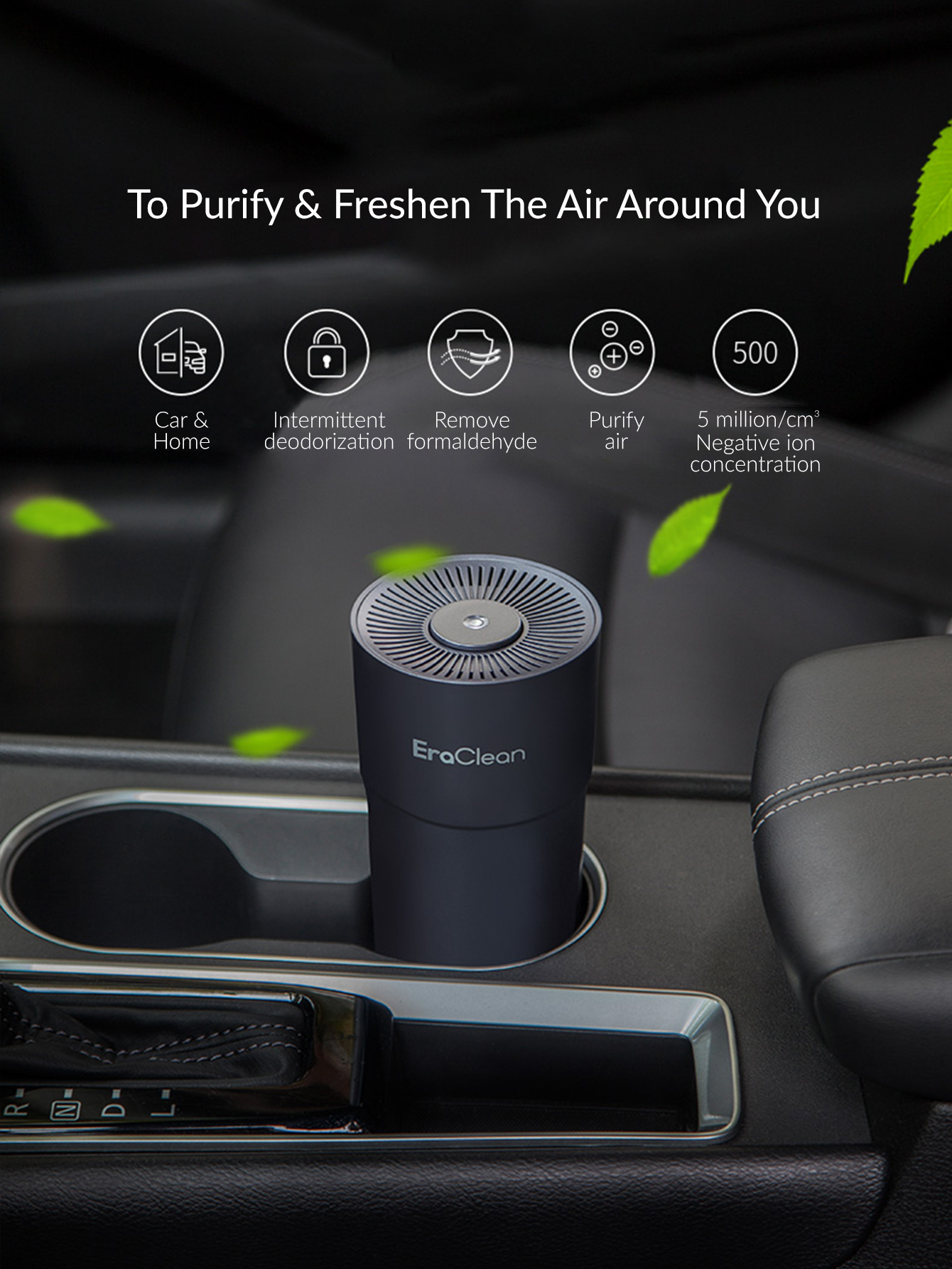 Car air purifier portable negative ionization one button air purifiers cleaner usb