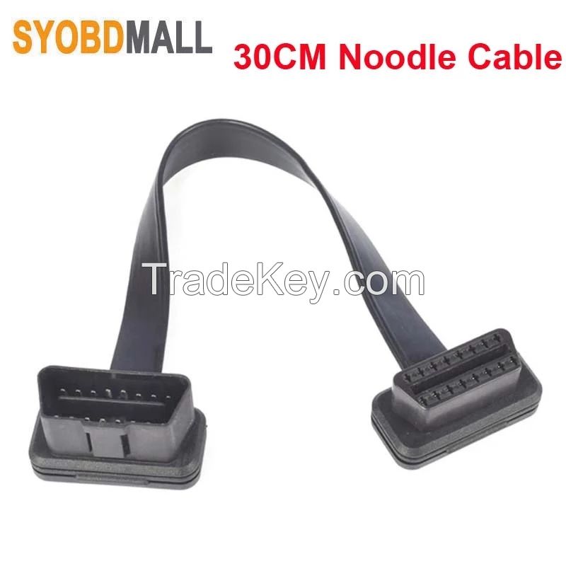 30CM As Noodle Cable OBD2 Extension Cable OBD2 16Pin Male To 16Pin Female OBD II Connector