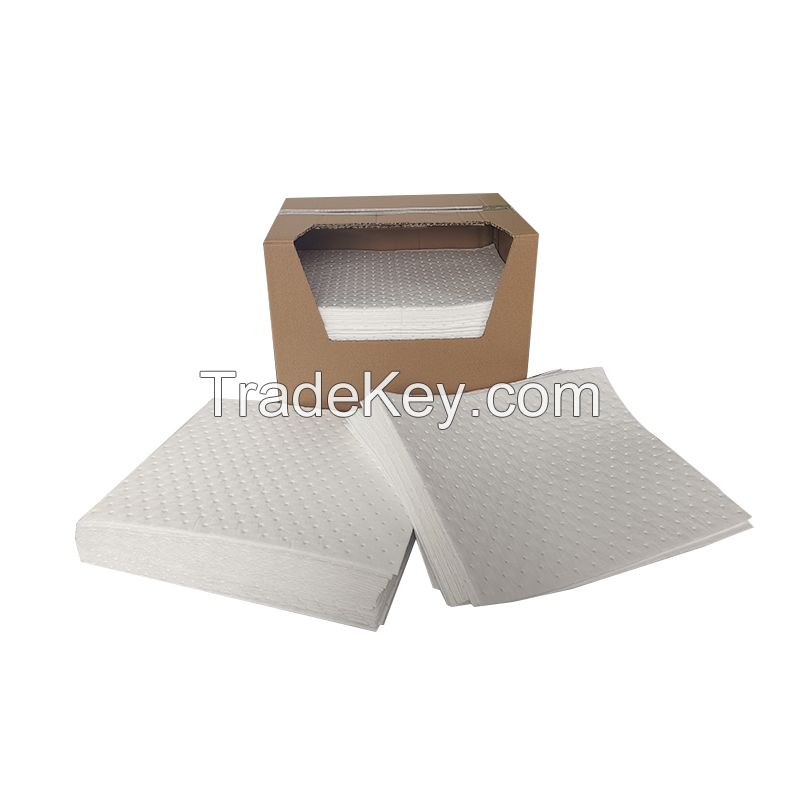 High Absorbency White Dimpled Oil Spill Absorbent Pads for lab factory