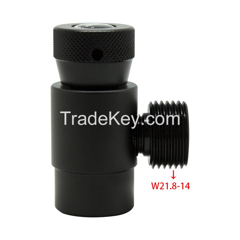 Paintball Co2 Adapter ASA On/Off Valve W21.8-14 to CGA320 W21.8-14 with 3000Psi Gauge
