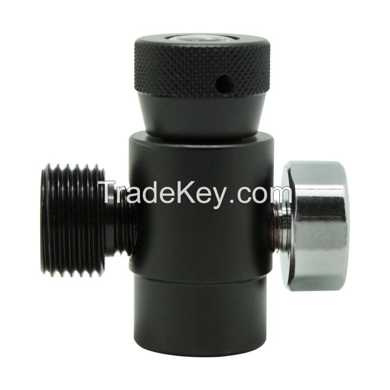 Paintball Co2 Adapter ASA On/Off Valve W21.8-14 to CGA320 W21.8-14 with 3000Psi Gauge