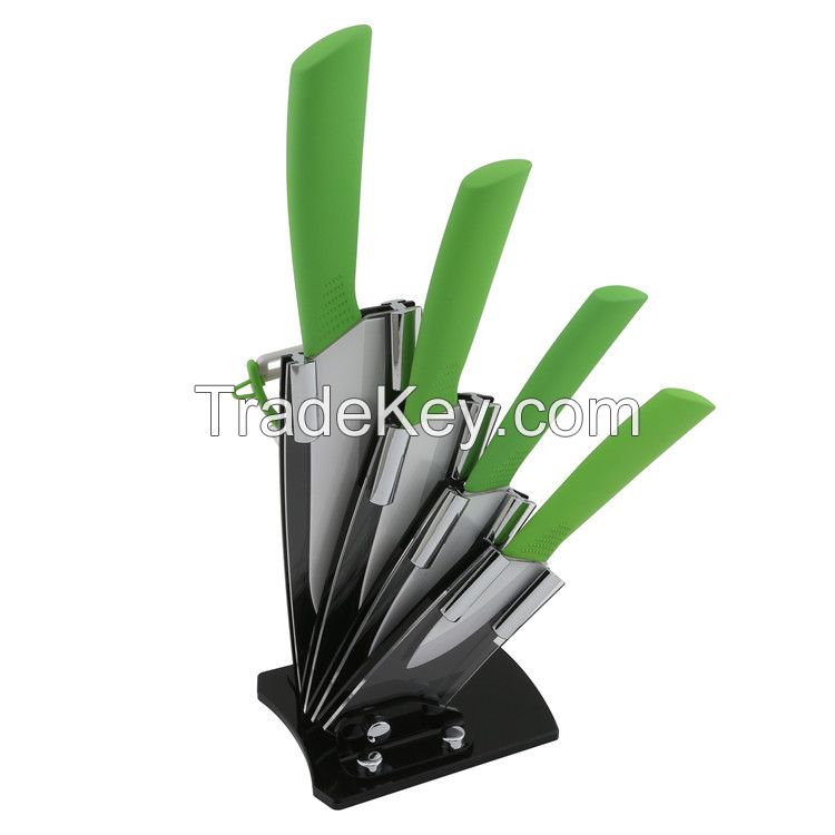 Kitchen ceramic knife sets with Paring knife Chef knife Peeler and knife block