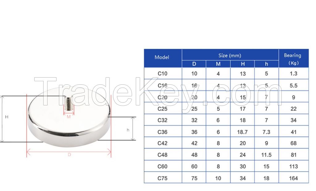 Neodymium strong countersunk steel shell strong suction cup pot magnet