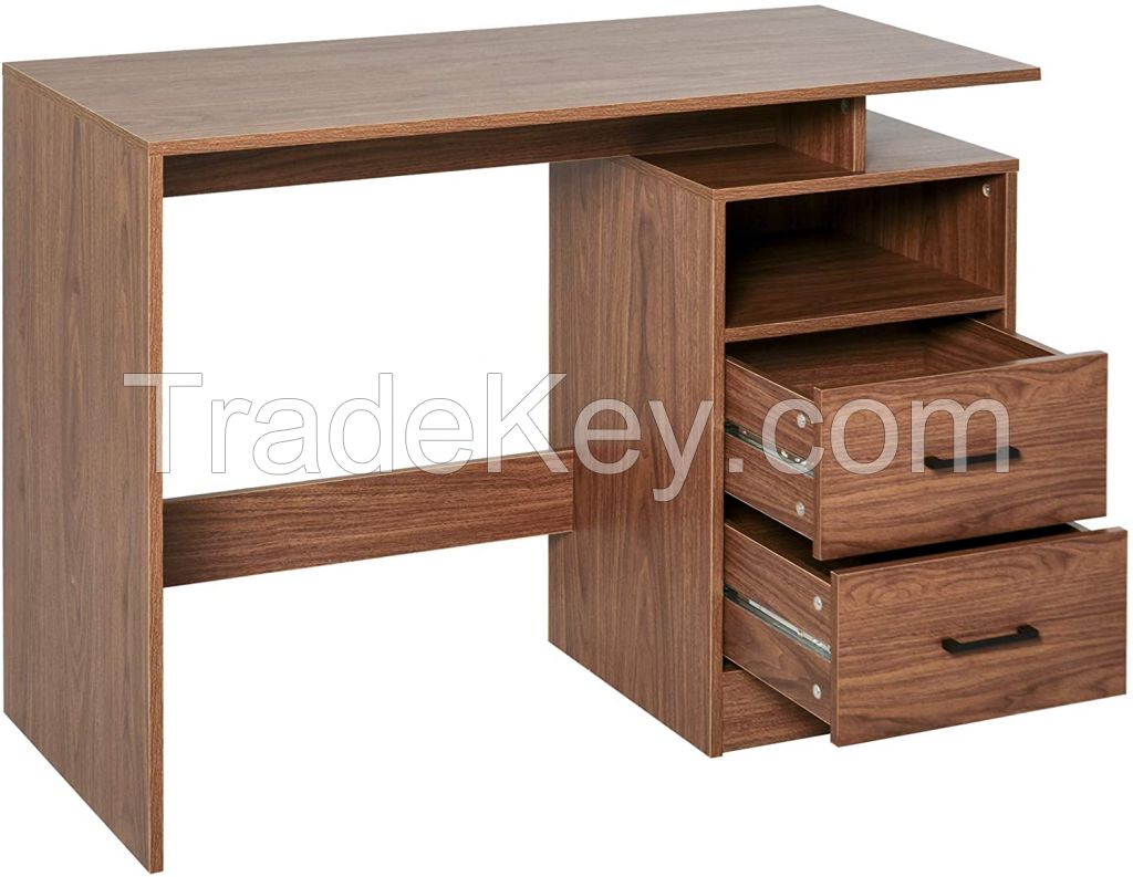 Computer Desk with Shelf, Drawer Writing Table for Home Study, Office, Brown