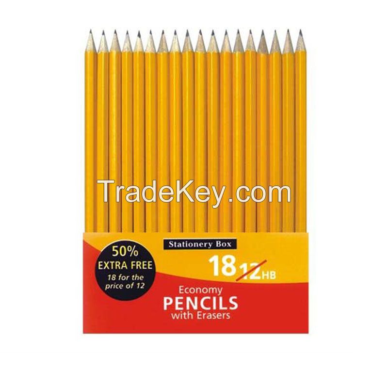 wholesale yellow colored pencils,7 inches  custom logo wooden standard 2B/HB pencil set for School, Office, Drawing and Sketching 