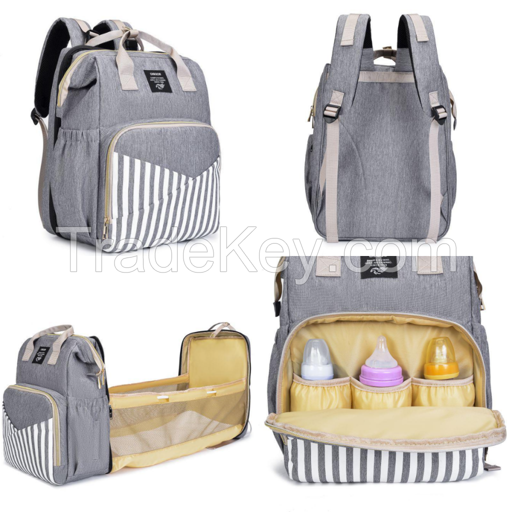 mommy diaper bag baby bottle nappy bed bag backpack with foldable bed