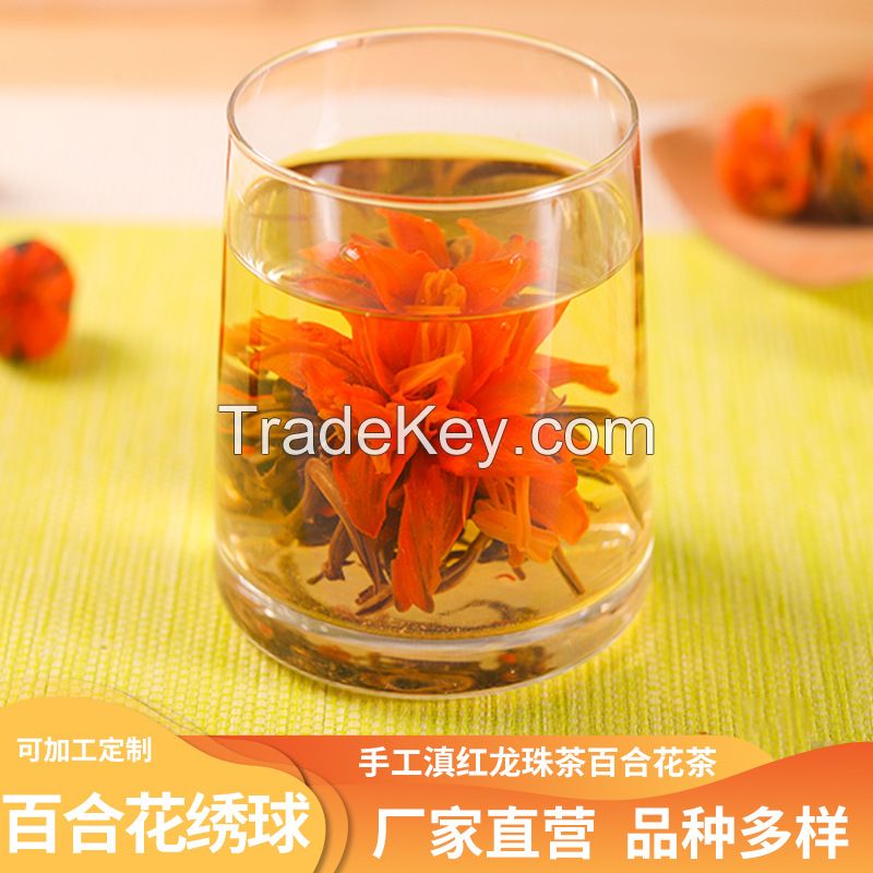 Wholesale Chinese Health 8g Sheng Puer Blended with Lily Detoxification Herbal Flower Tea in Dragon Ball