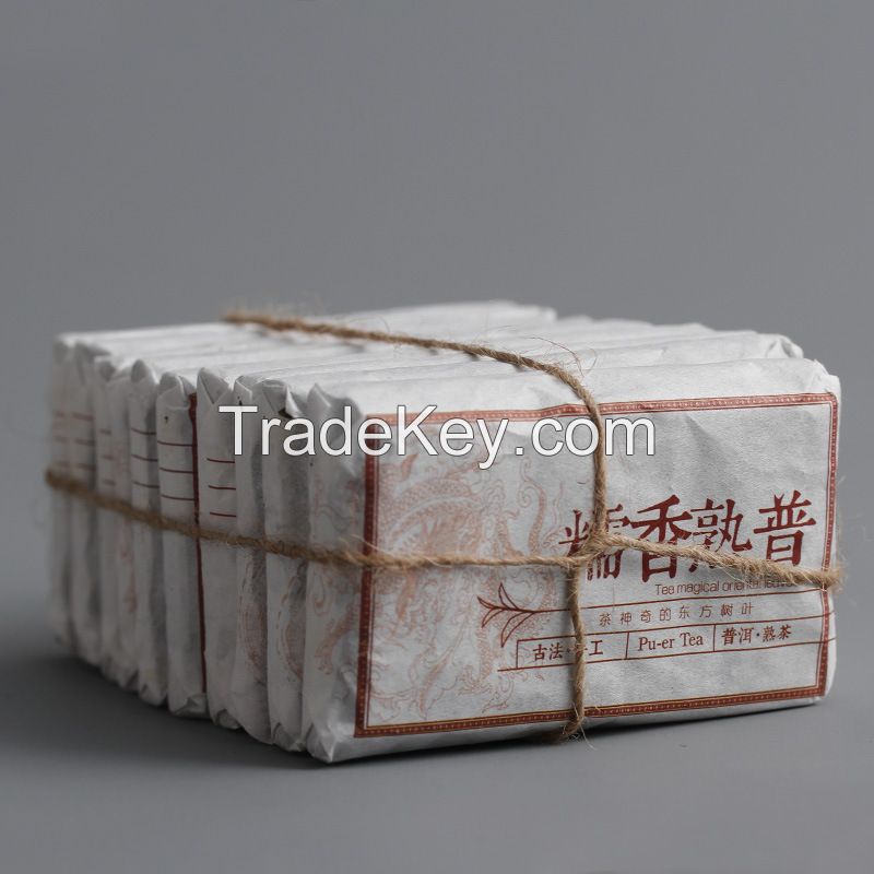 Wholesale 45g Yunnan Menghai Ripe Puerh Chocolate Brick Shape Gold Bud Laobanzhang Aged Shu Puer Tea 