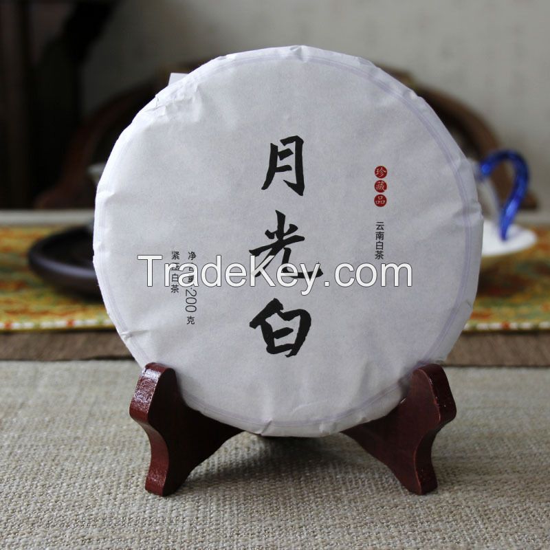 Private Label 200g Yunnan Jinggu Big Tree Skin Care Moonlight Clear Lung Bai Mu Dan White Tea in Tea Cake