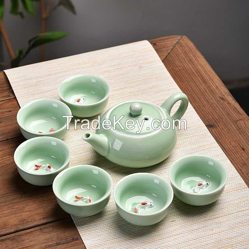 Wholesale China Ru Yao Porcelain Gong Fu Tea 7 Piece Tea Set 