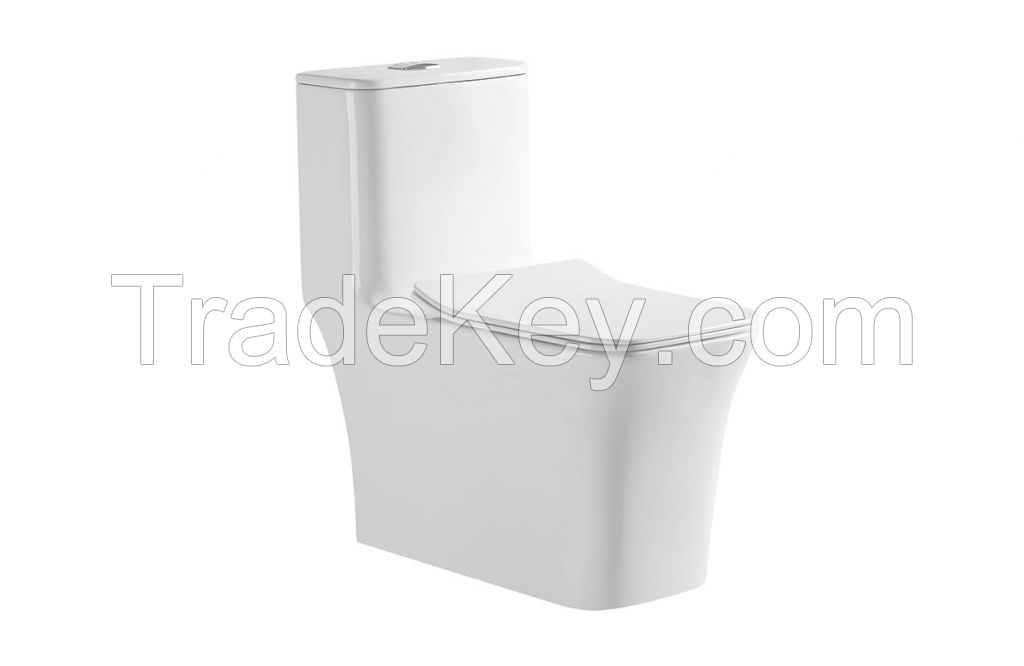 Sanitary wares white one piece washdown wc ceramic toilet with rimless
