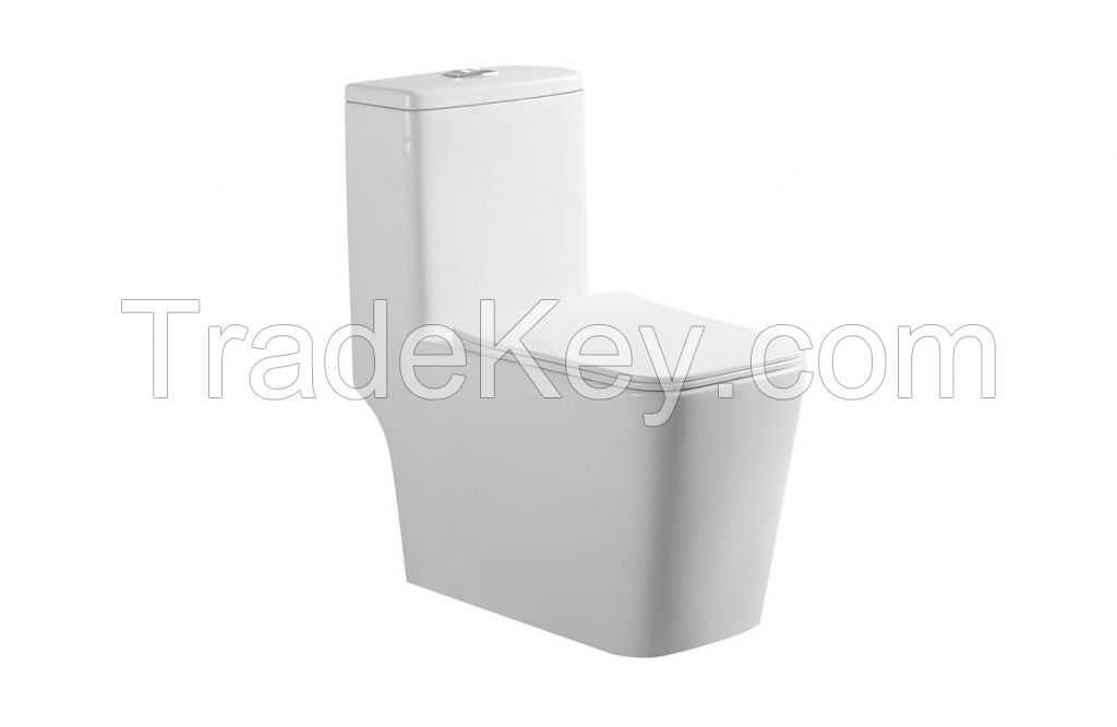 Simple design ceramic rimless washdown one piece wc toilet bowl for public hotel home