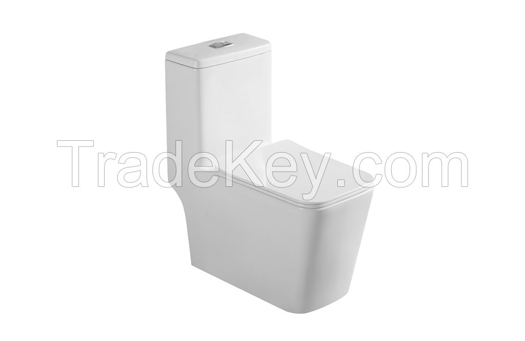 Simple design ceramic rimless washdown one piece wc toilet bowl for public hotel home