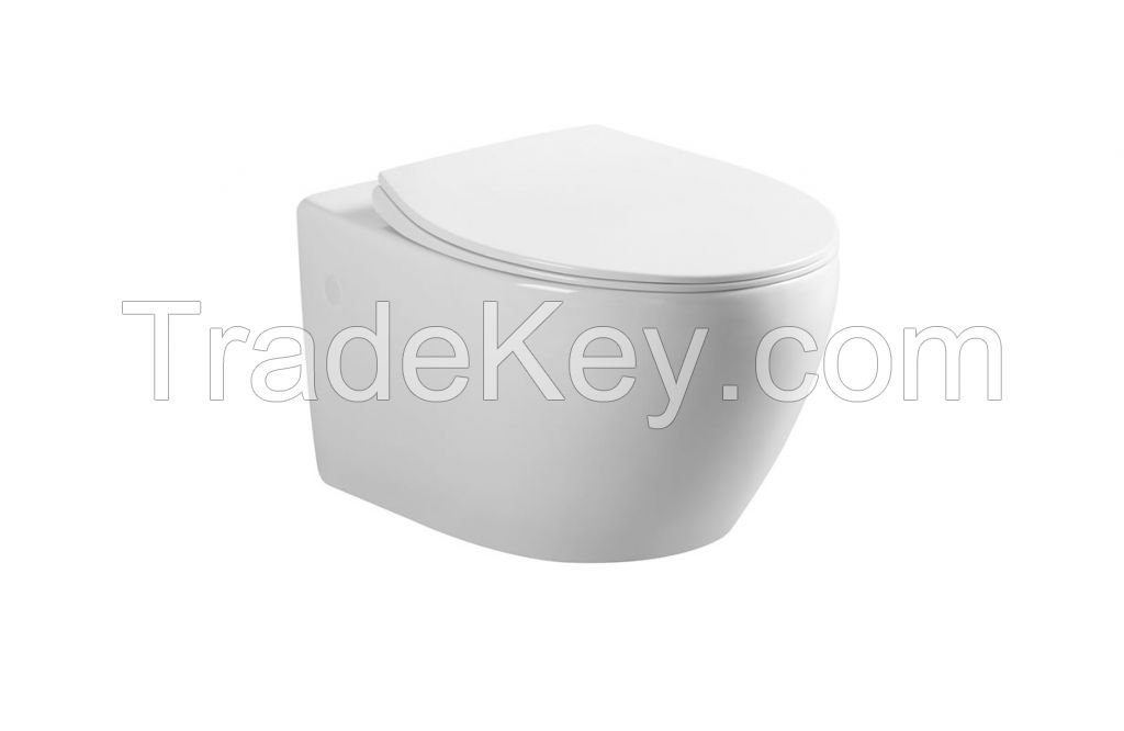 Modern style round rimless wall hang toilet ceramic WC commode for hotel home bathroom