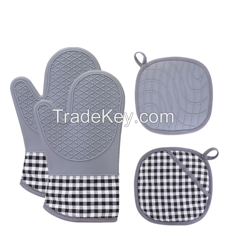 Silicone Kitchen Counter Safe Trivet Mats and Pot Holders, 4-Piece Set, oven mitts set