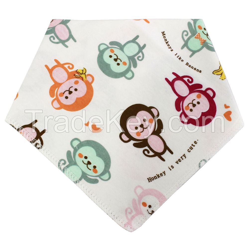 Baby Bibs Triangle Double Cotton Bibs Cartoon Print Saliva Towel Baby Boys Girls Feeding Apron Cotton Bandana Bibs