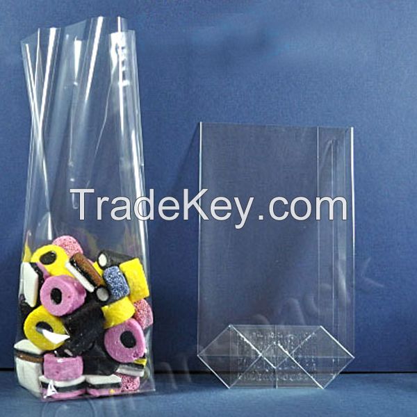 cello clear square bottom bag blocked bottom bag candy bags
