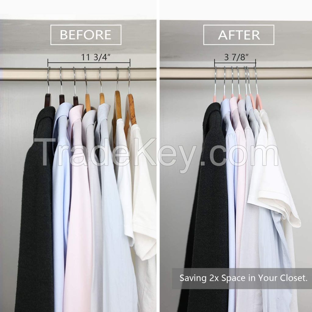 Durable good quality cheap factory made sturdy velvet hanger shirt hanger flocked clothes hanger