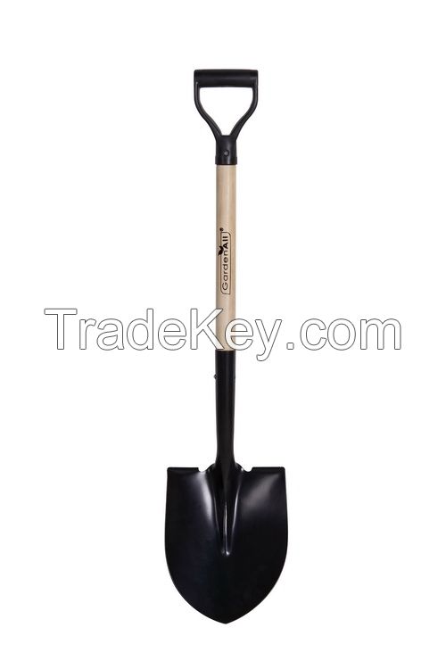 D-Grip wood Handle Round Point Shovel