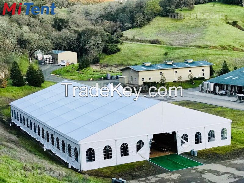 25x60m Corporate Event Marquee Tent with Golden Lining Decorations