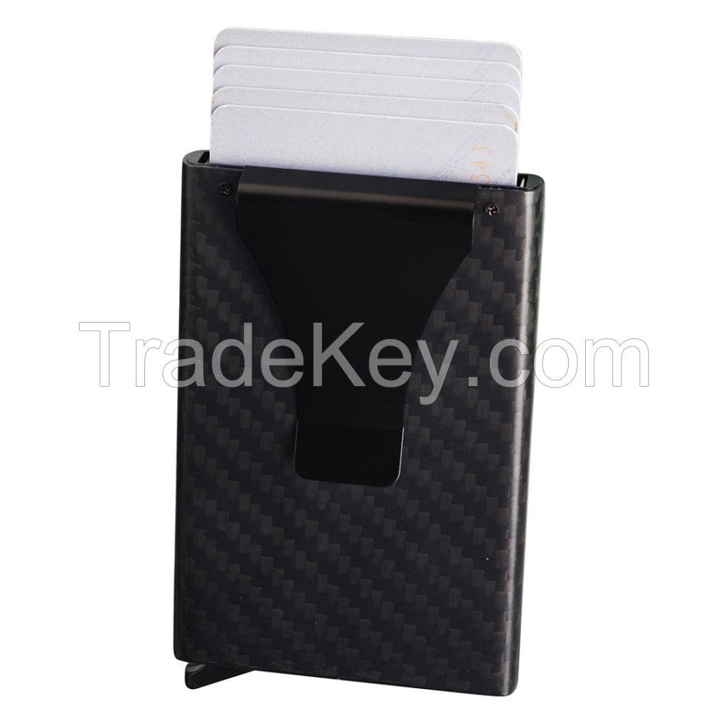 Carbon Fiber Wallet, Metal Money Clip Wallet, Minimalist Wallet for Men Aluminum Slim Cash Credit Card Holder