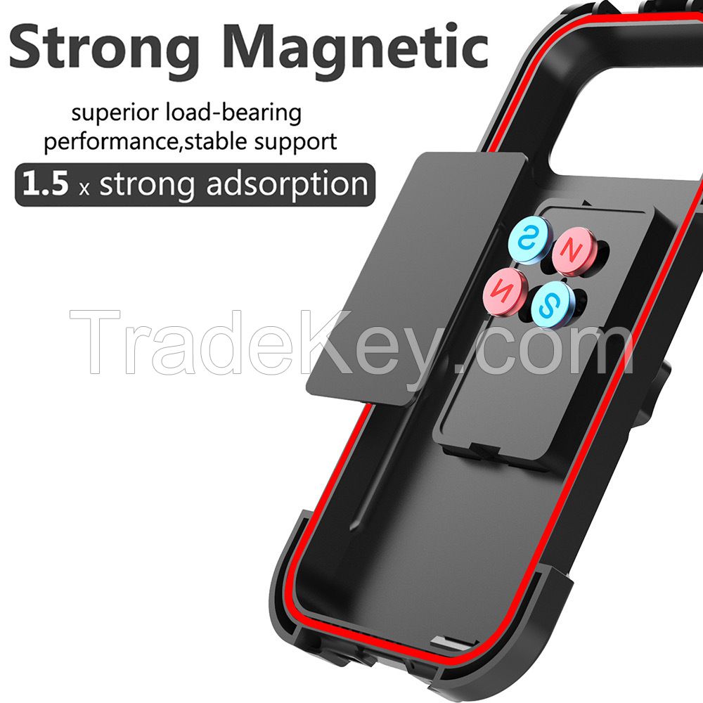 Bicycle motorcycle IPX4 level waterproof mobile phone holder rainproof mobile phone case folding magnetic navigation bracket