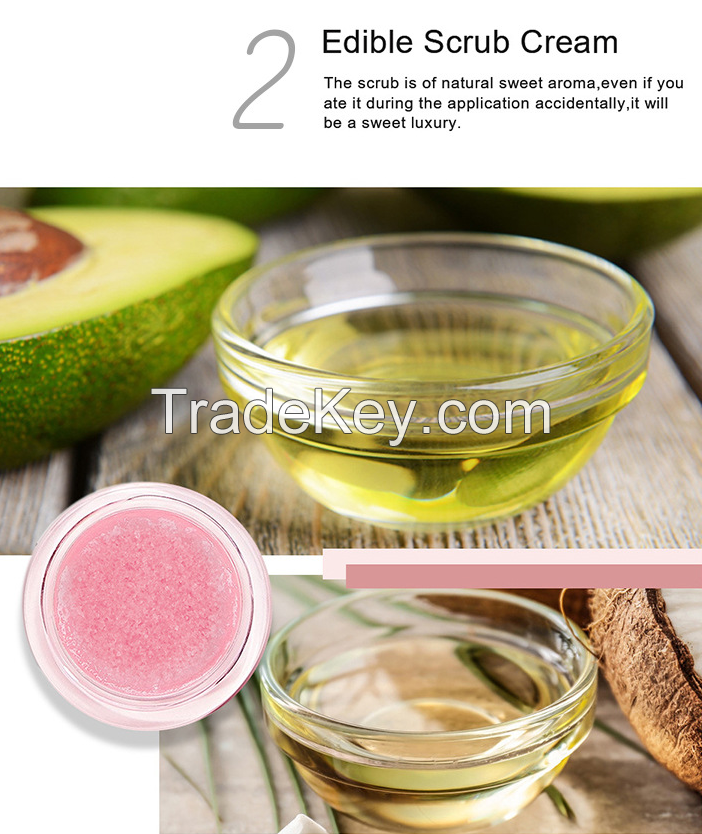 New Raspberry flavor exfoliating pink sugar lip scrub with custom logo