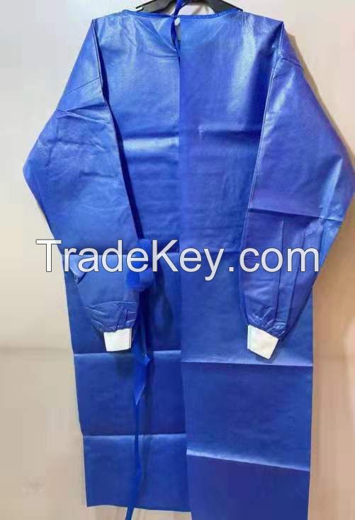 hot sale non woven disposable isolation gown SMS, PP, PP+PE elastic cuff