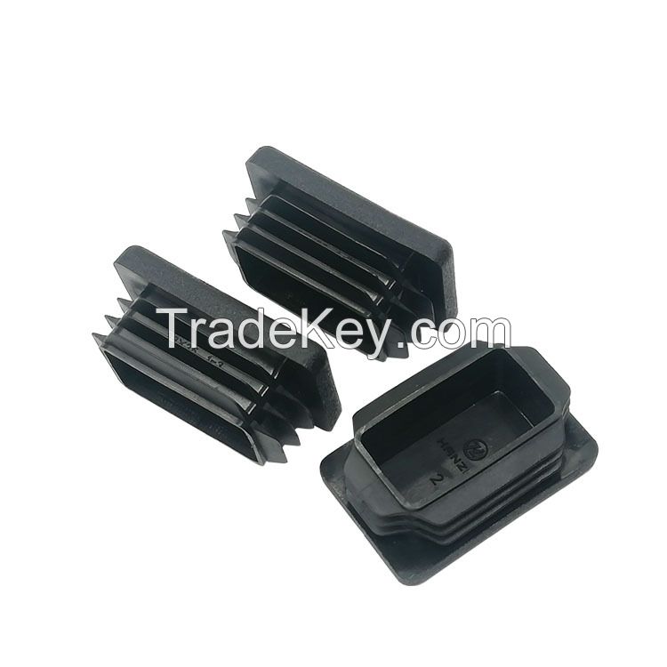 Black Rectangle Square Round Tubing Insert PE Plastic Ribbed Insert Universal Inside End cap for Tubing sign-posts and fences