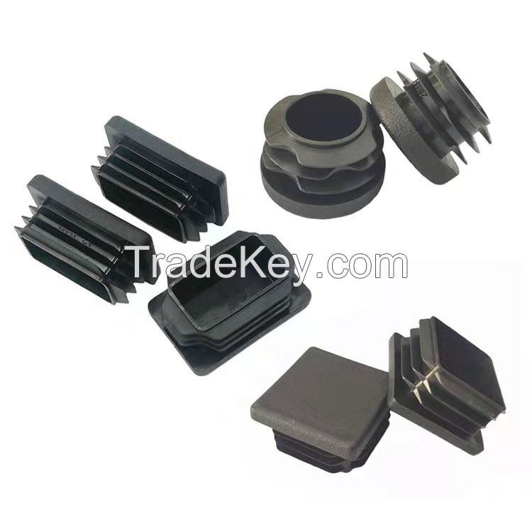 Black Rectangle Square Round Tubing Insert PE Plastic Ribbed Insert Universal Inside End cap for Tubing sign-posts and fences