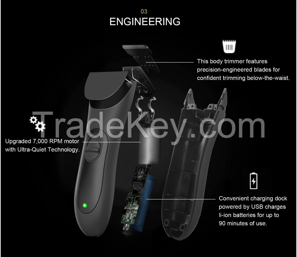 Back Professional Cordless Rechargeable Electric Waterproof Hair Clipper for Men