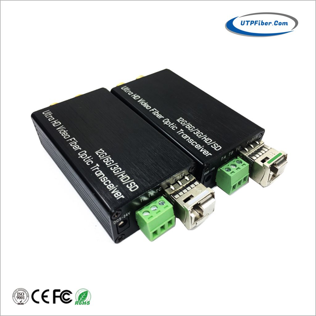 Mini 12G-SDI Fiber Converter with Tally or Reverse RS485
