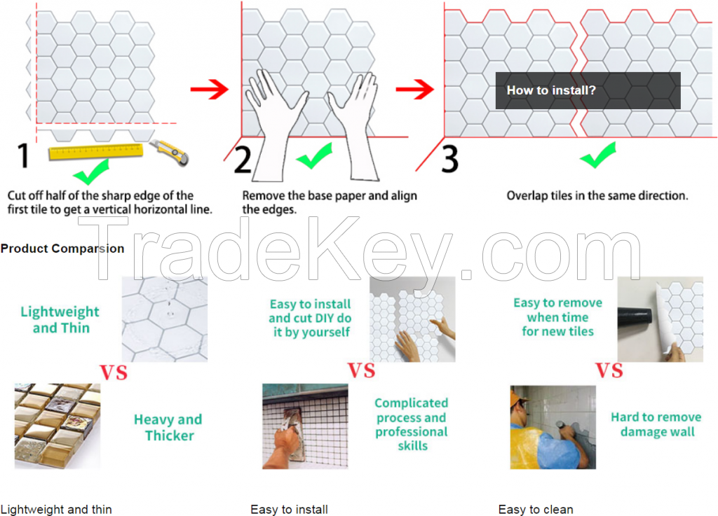 3D DIY peel and stick wall tile/wall paper 