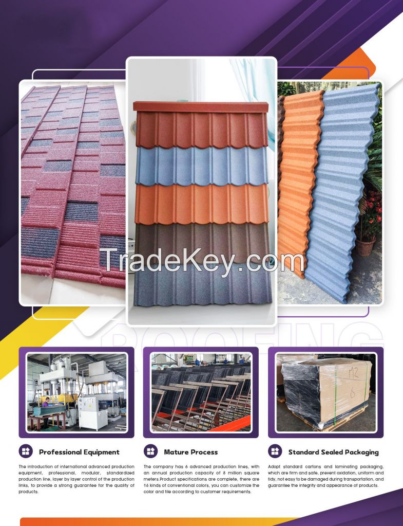 Hot Selling 0.45MM Thickness Colorful Stone Coated Metal Roof Tiles