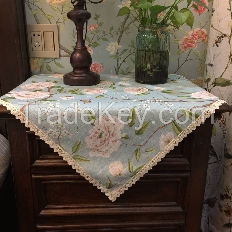 FANNI Hot Sale Lace Fabric Border Cabinets cloth Printed table Cover F