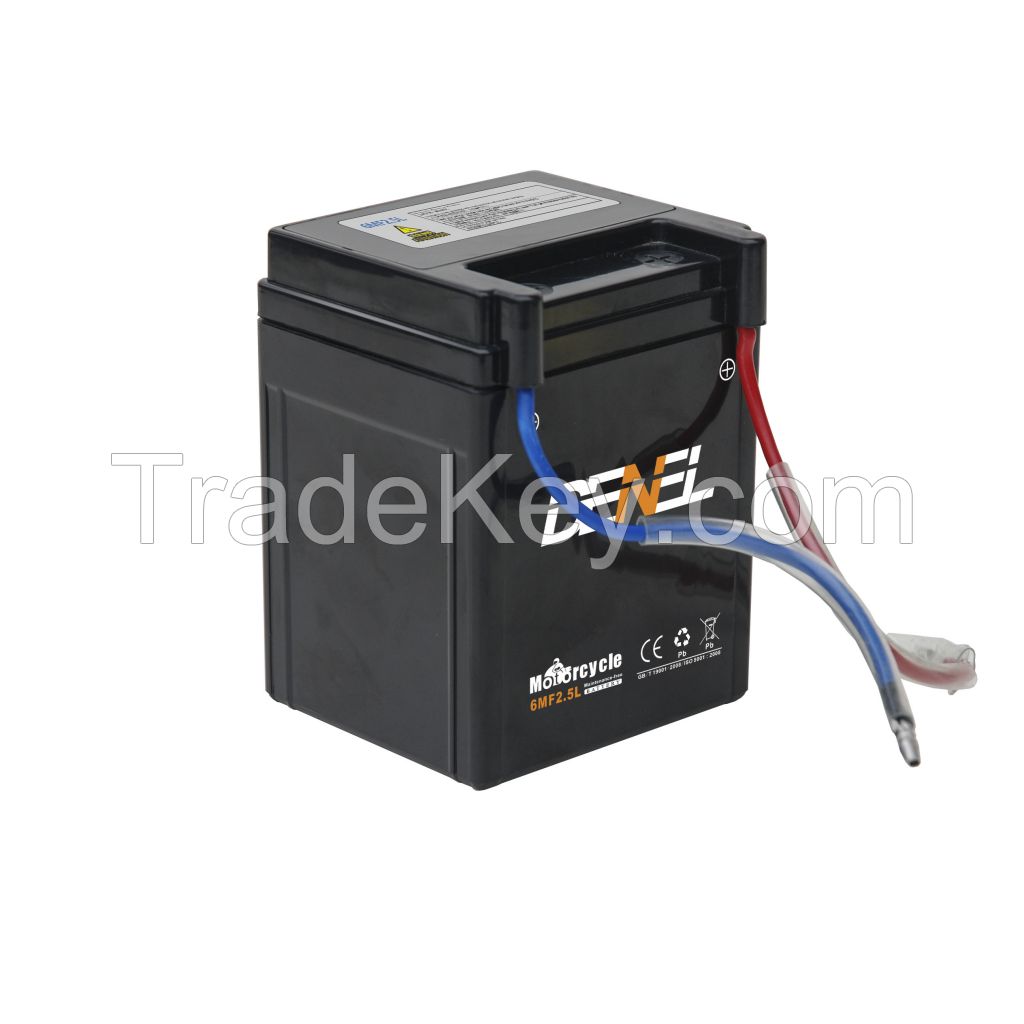 DENEL China Wholesale cheap price 12v2.5ah 6MF2.5L two wheeler spare parts positive battery plate lead acid battery rechargeable battery