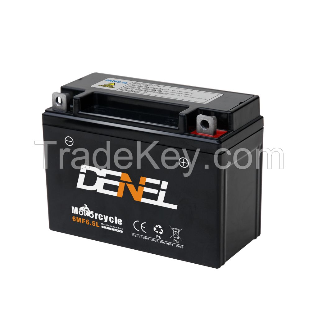 DENEL China Wholesale cheap price battery good starting performance small size 6MF6.5 motor start battery mf sealed lead acid battery