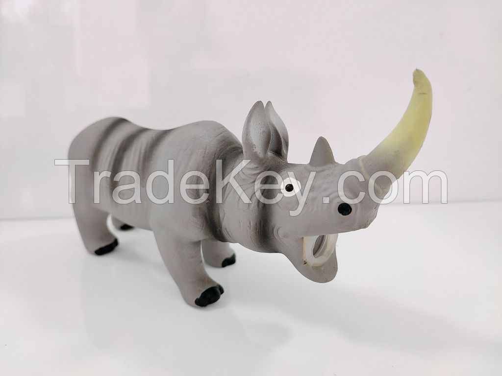 real animal sound  soft rubber latex eco-friendly pet dog toys grey rhinoceros