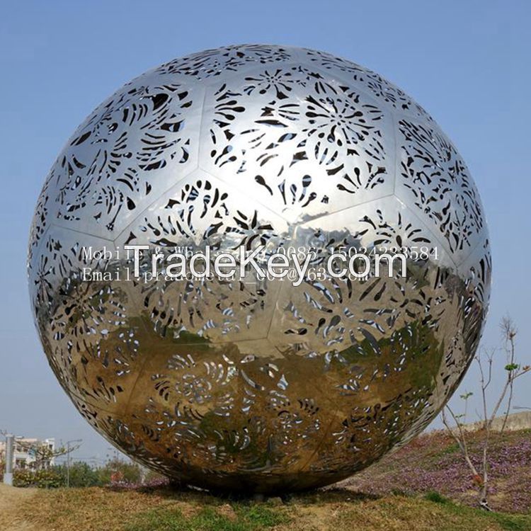 Large stainless steel hollow sphere metal balls sculpture