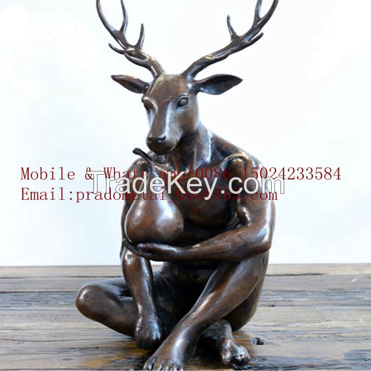 Park and garden decoration animal sculpture modern life size bronze deer garden statues