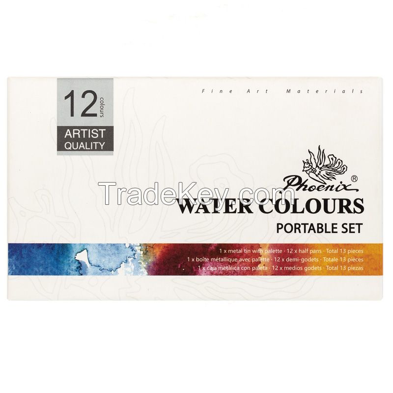 Cheap Phoenix watercolor 12 /24/48 Metalic Tin Artist series with CE certification