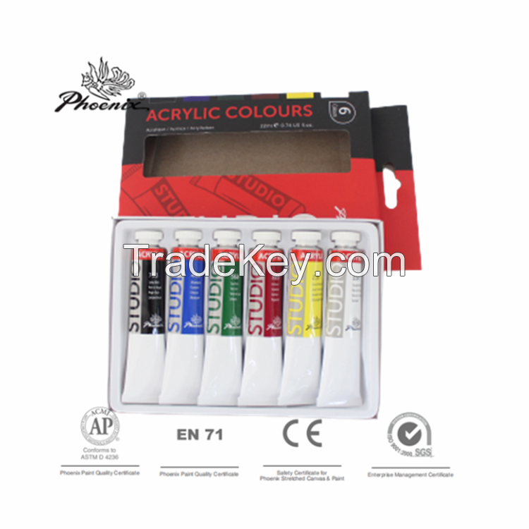 Acrylic Paints 12x12ml in 61 colors art sets Wholesale For Canvas with AP EN71 CE certification