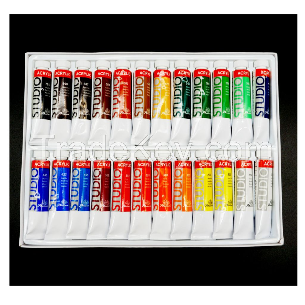 Acrylic Paint Set Craft Canvas Board Professional Painting Kit School Art 24 Colors Acrylic Paint