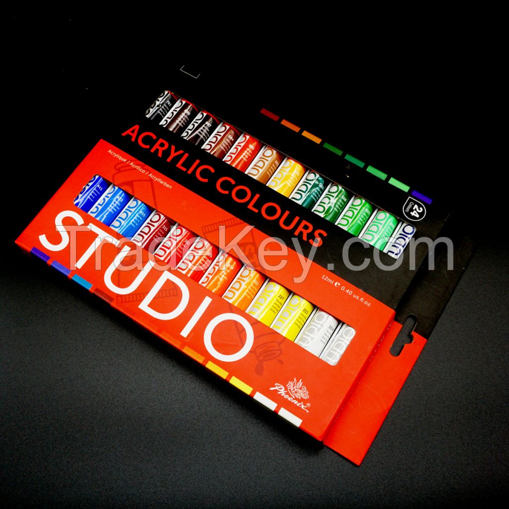Wholesale Colorful Artist Acrylic Paint Set 24 in High Quality 12ml Acrylic Paint