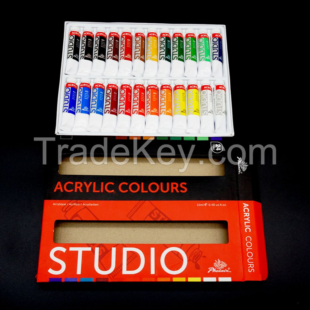 Acrylic Paint Set Craft Canvas Board Professional Painting Kit School Art 24 Colors Acrylic Paint