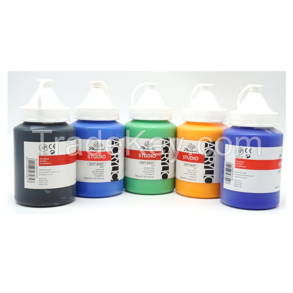 Phoenix Wholesale Hot sale Non-toxic 250ml 59 colors Tube Color Acrylic Paints