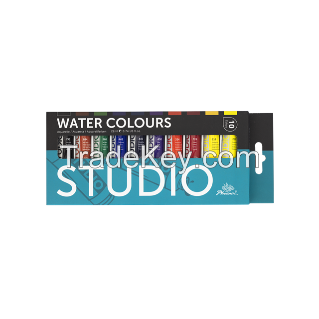 Phoenix Watercolor 10x22ml in 36 color Studio series for Art supplies