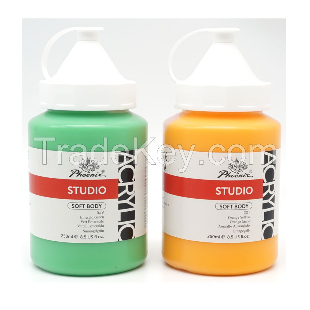 Phoenix Hot Sale Non-toxic 59 Colors Plastic Bottle 250ml Colorful Acrylic Paint Bulk Artist Acrylic Paint