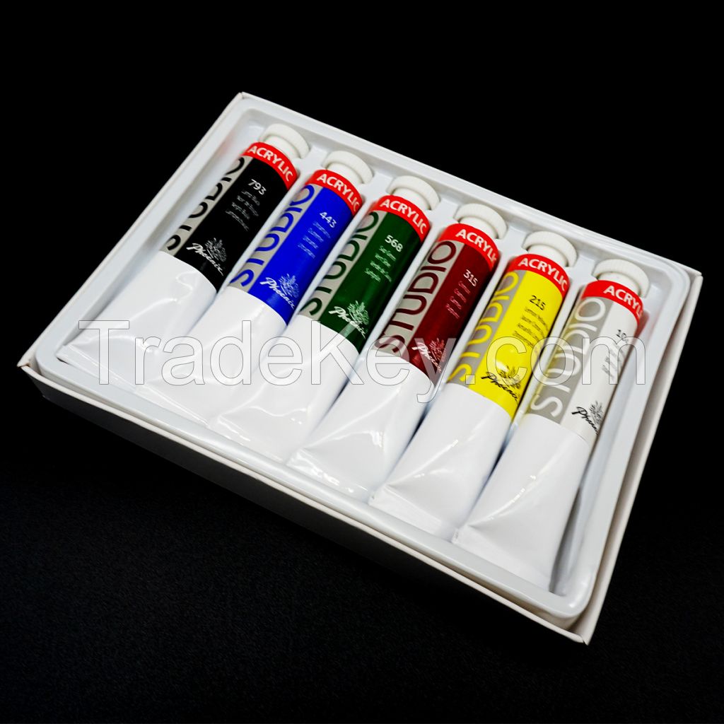 hot sale Promotional 6 Vivid Color 22ml Water-based Suit for Kid Art Drawing Acrylic Paint tube