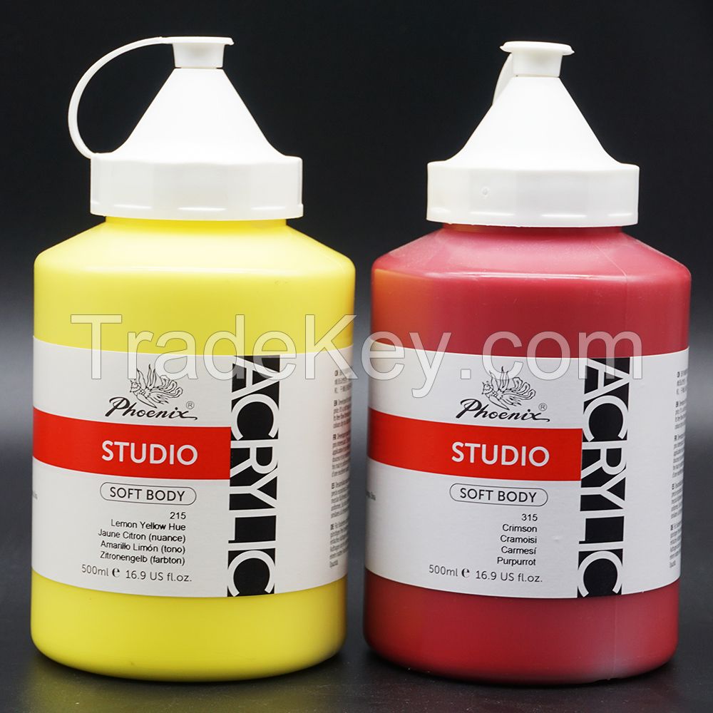 China famous brand Hot Sale Non-toxic 60 Colors Plastic Bottle 500ml Colorful Acrylic Paint Bulk Artist Acrylic Paint